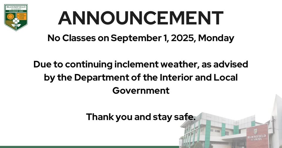 Classes Suspended: September 1, 2025