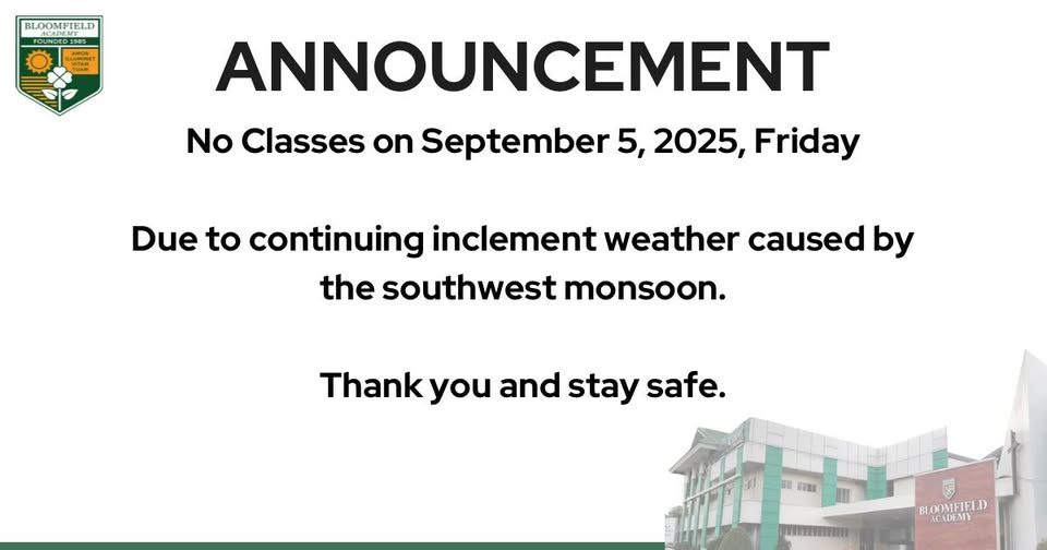 No Classes: September 5, 2025